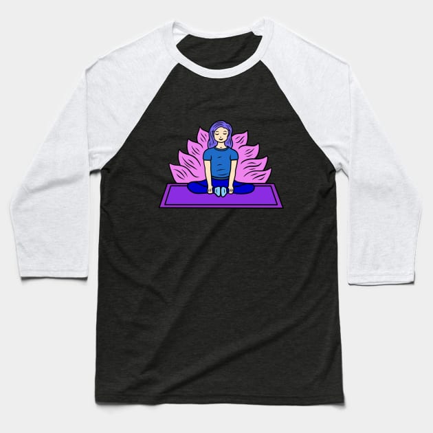 Yoga Bound Angle Pose Baseball T-Shirt by Andrew Hau